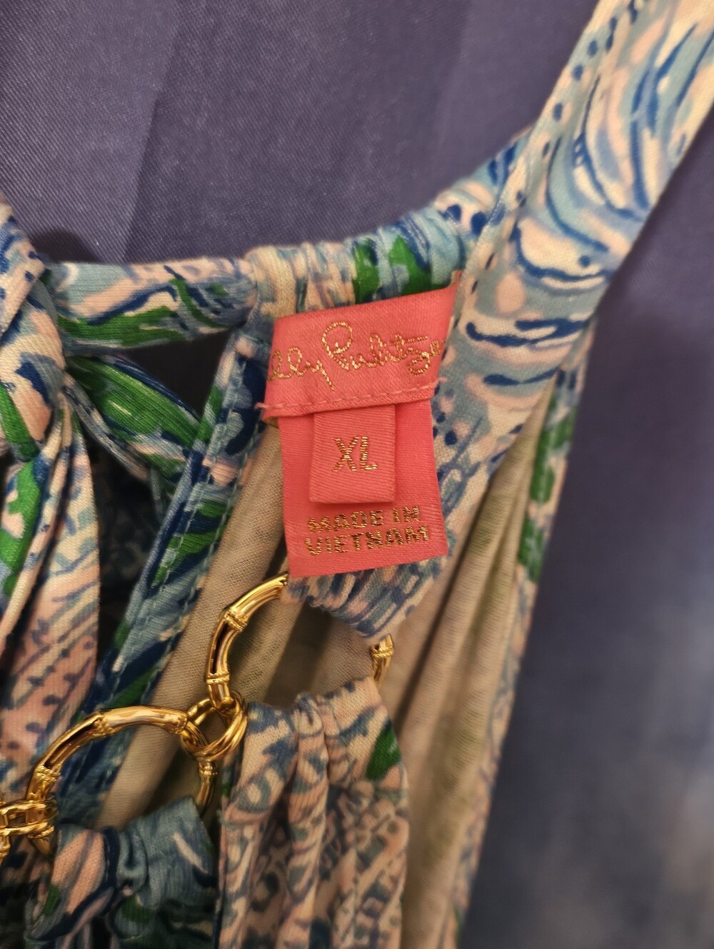 Lilly Pulitizer Blue & Green Floral Halter Romper - Picture 3 of 3